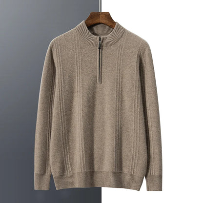 100% Cashmere Ribbed Half Zip