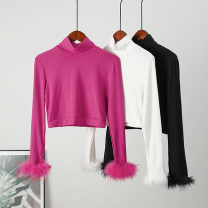 Feather Turtleneck Sweater