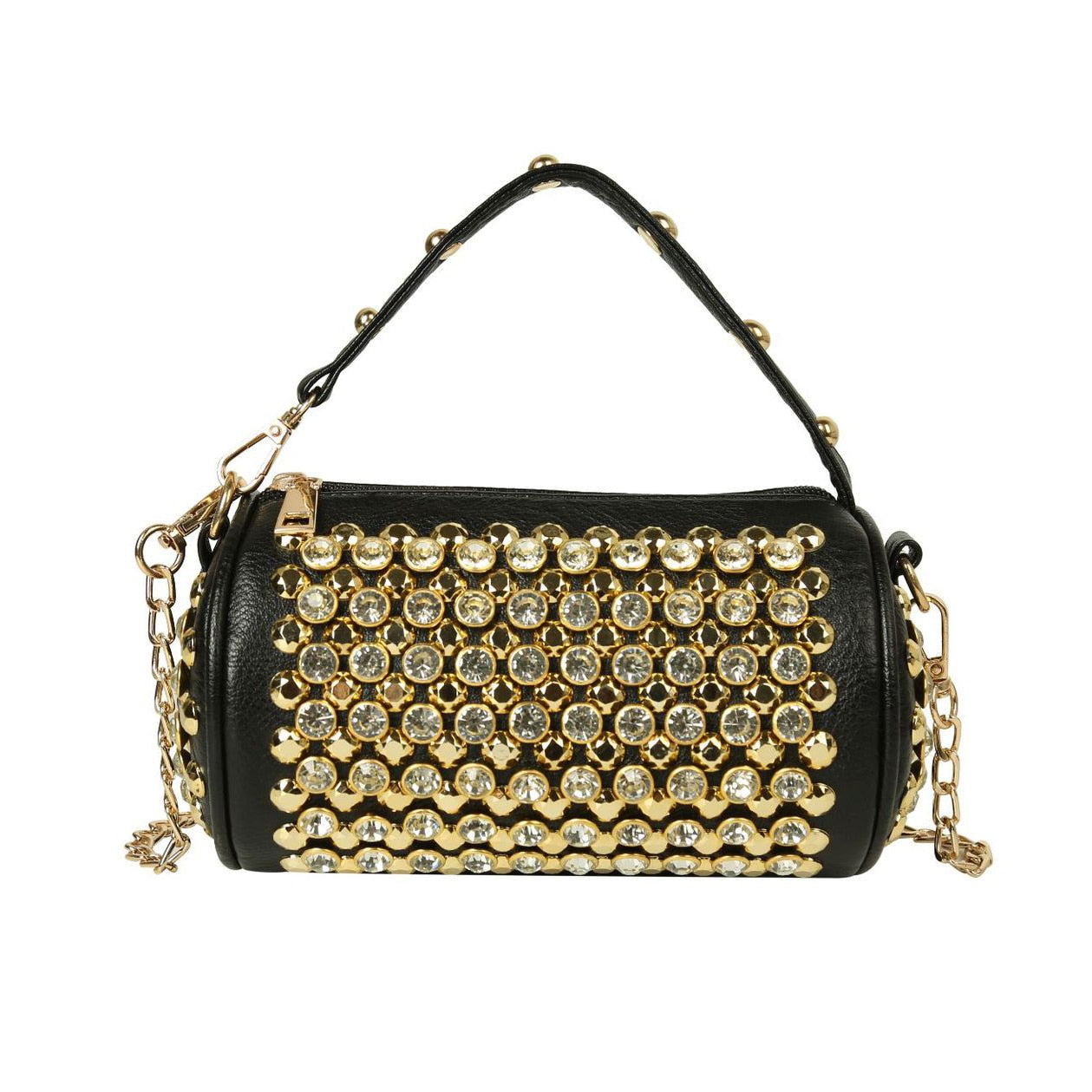 Slogan Rhinestone Rivet Crossbody